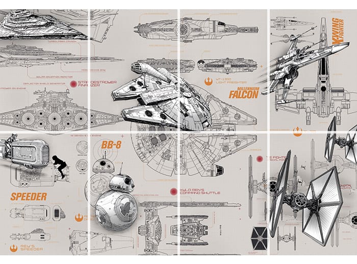 ドイツ製壁紙【8-493】Star Wars Blueprints 